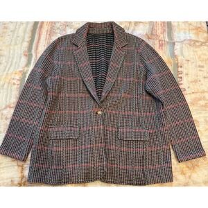 Womens Blazer Multicolor Plaid Single Breasted Notch Lapel Long Sleeve Pockets